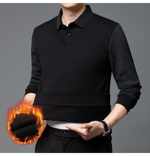 Das perfekte Geschenk Zweiteiliges hemd mit Faux-Revers-Streifen Das perfekte Geschenk Zweiteiliges hemd mit Faux-Revers-Streifen