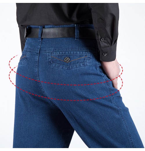 Herrenjeans mit hoher Taille und gerader Passform