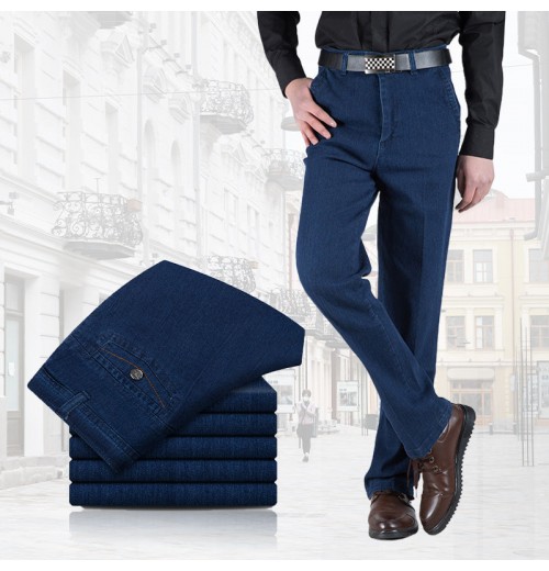 Herrenjeans mit hoher Taille und gerader Passform