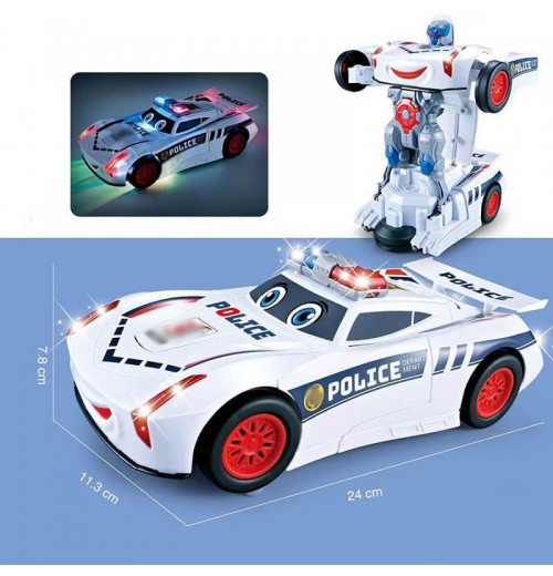 [Best Gift For Kid] Electric Universal Deformation Police Toy Car