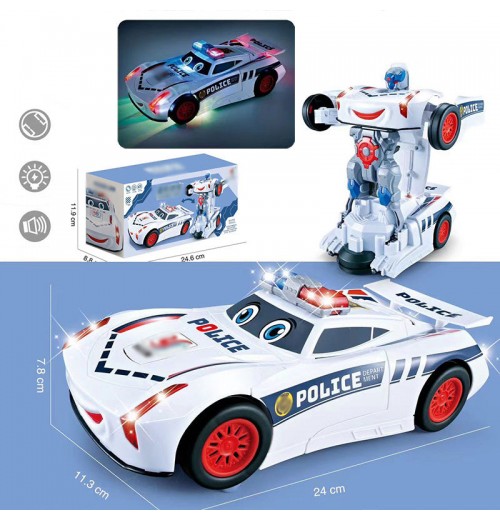 [Best Gift For Kid] Electric Universal Deformation Police Toy Car