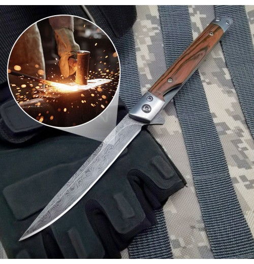 Klappmesser mit Holzgriff für Arbeit, Wandern & Camping