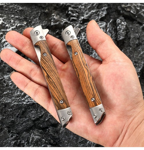 Klappmesser mit Holzgriff für Arbeit, Wandern & Camping