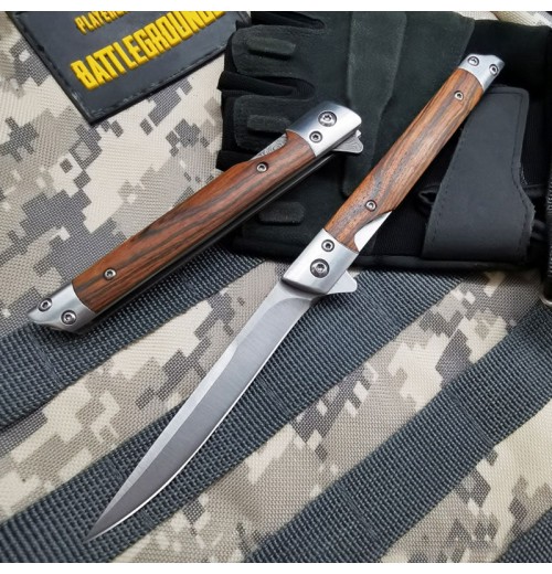 Klappmesser mit Holzgriff für Arbeit, Wandern & Camping