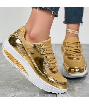 Trendy Casual Sparkling Style Plateau-Sneaker für Damen