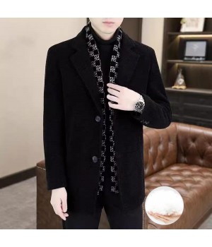 Kostenloser Versand Stilvolle Winterjacke aus Tweed mit Revers und weiem Entendaunenfutter für Herren