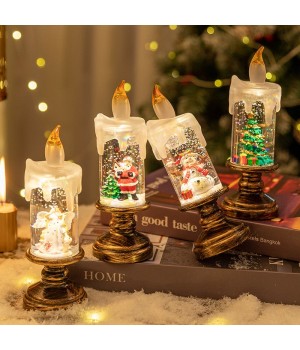 Batteriebetriebene beleuchtete Weihnachtsschneekugel Kerze