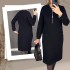 50% RABATTElegantes schwarzes langrmeliges Kleid für Frauen
